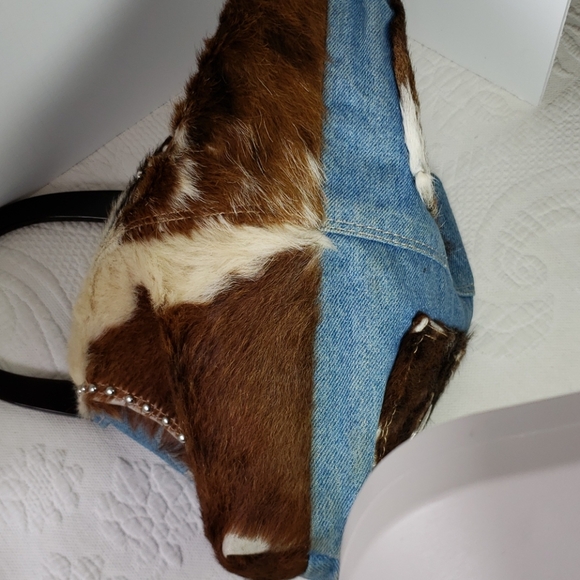 Saddle Barn Cowhide denim purse - Picture 8 of 9